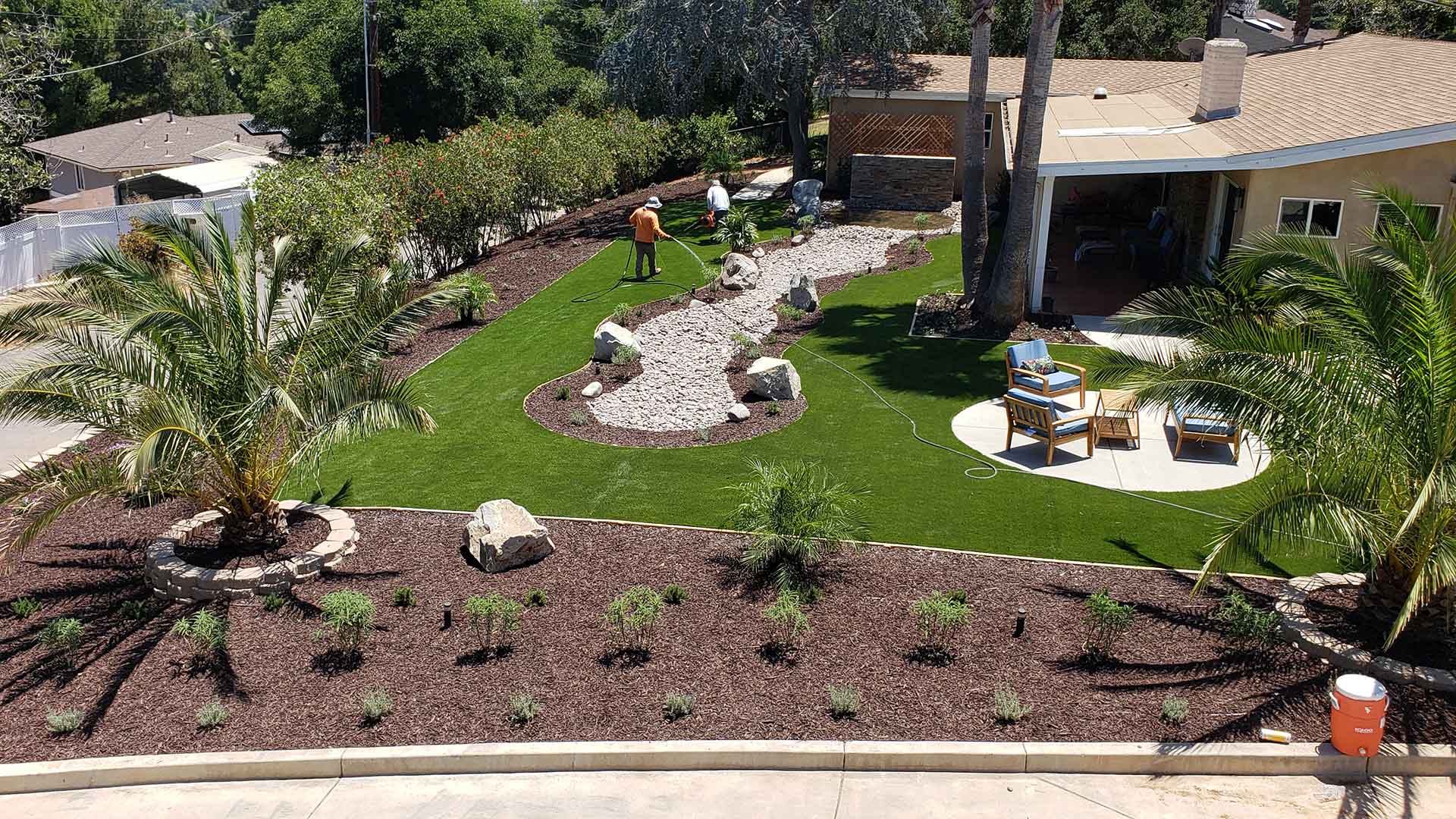 Artificial turf and landscape installation in Escondido, CA.
