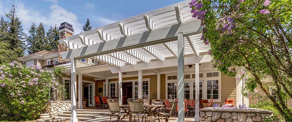 Pergola designed and built on a back patio in Encinitas, CA.