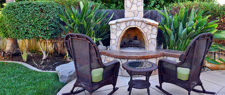 Fire place installed for a backyard patio in Del Mar, CA.
