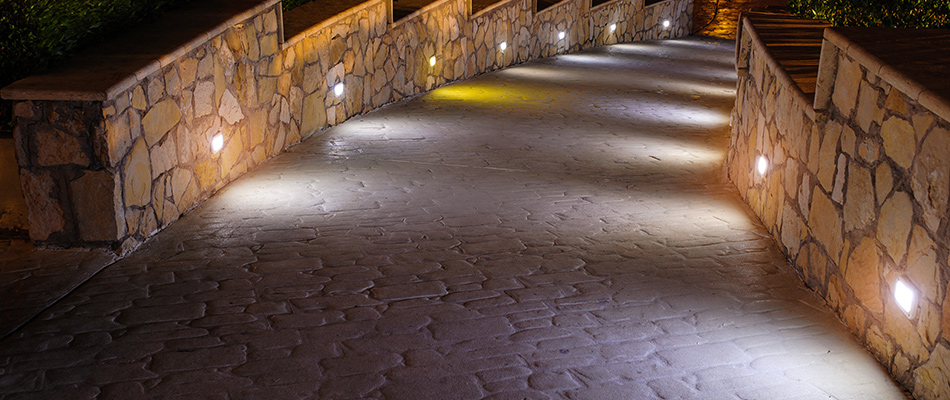 Walkway path with graze lighting installed in Del Mar, CA.