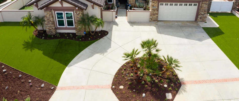 Roundabout driveway custom built for a home in Solana Beach, CA.