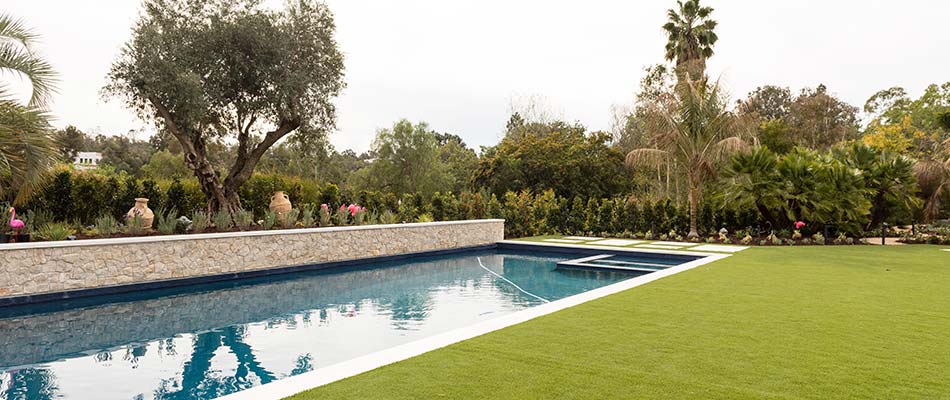 Modern, abstract pool design at a home in Encinitas, CA.