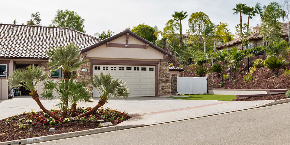 Landscaping plantings around a home in Rancho Santa Fe, CA.